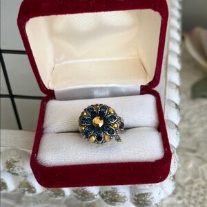 Mariana Blue and Gold Flower Ring